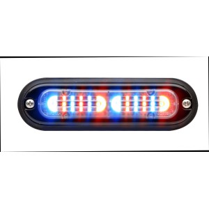 T-ION DUO LED Flitser, Rood/blauw, Oppervlakte montage, Ultralaag profiel
